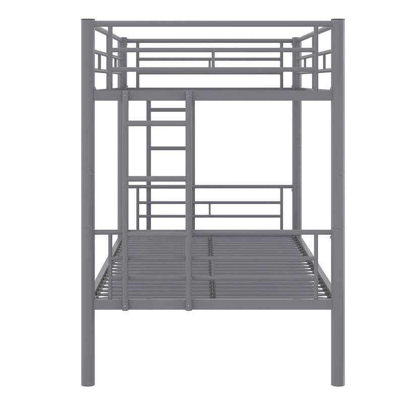 VECELO Twin Over Twin Metal Bunk Bed Frame for Kids Teens, Heavy Duty Noise-Free Platform Bed, Storage Space