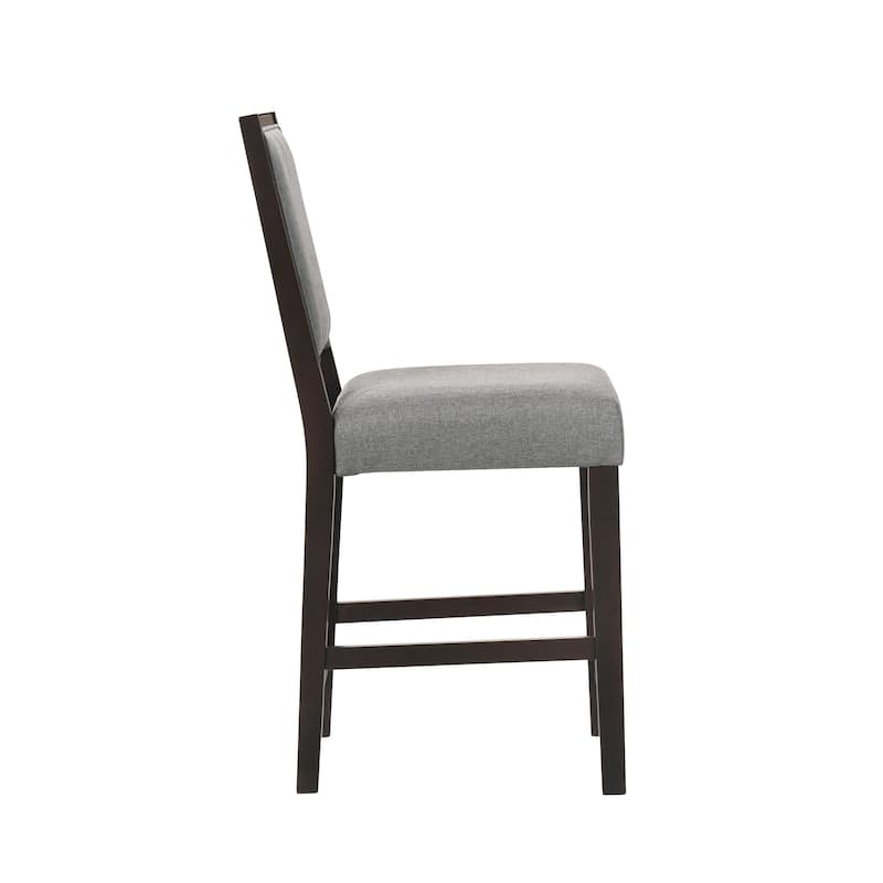 Knoxville Grey and Espresso Upholstered Stool with Footrest (Set of 2)