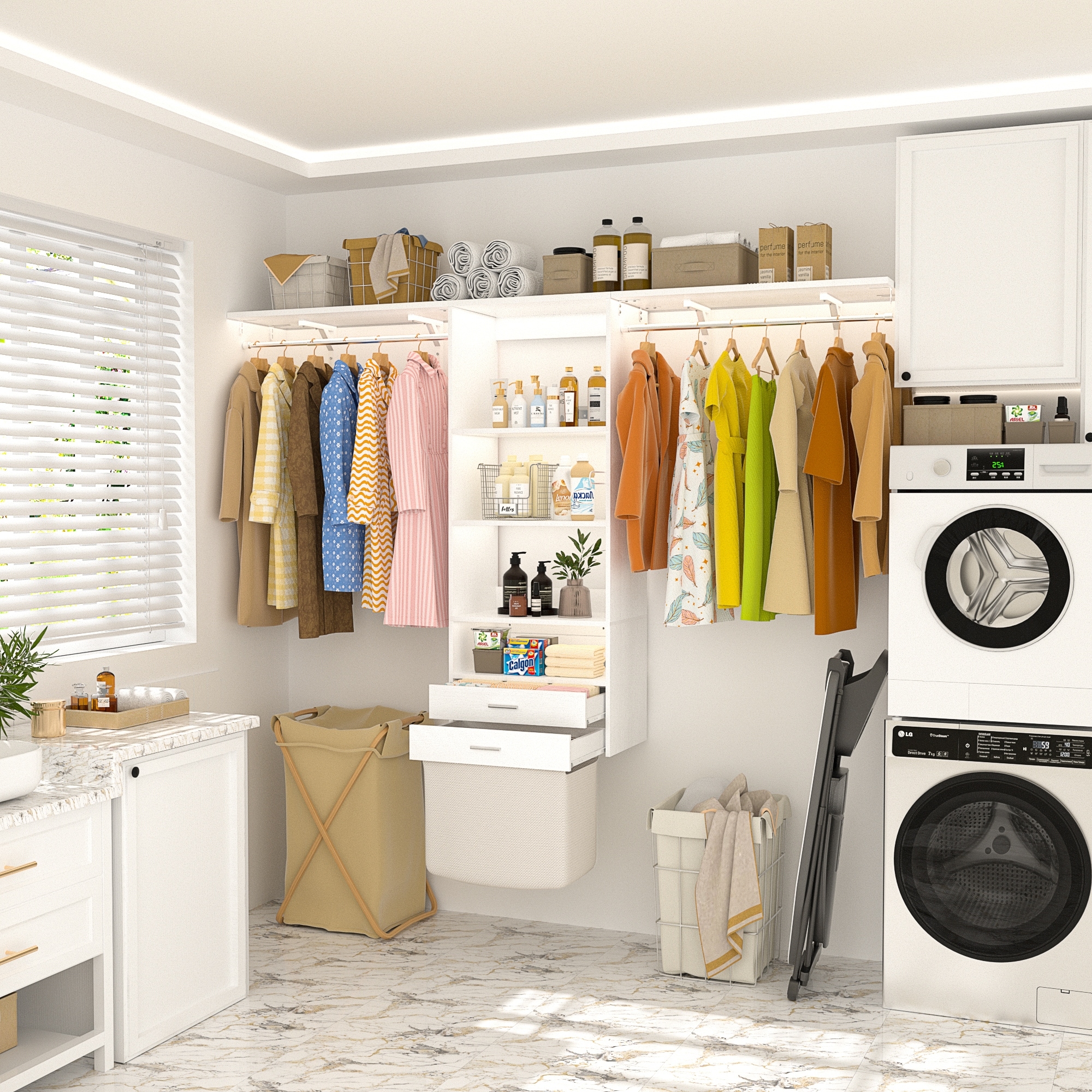 Laundry room wall organizer storage system discount