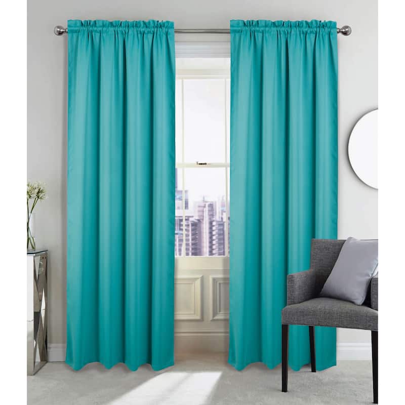 Twilight Room Darkening Rod Pocket Window Curtain 84" - Turquoise