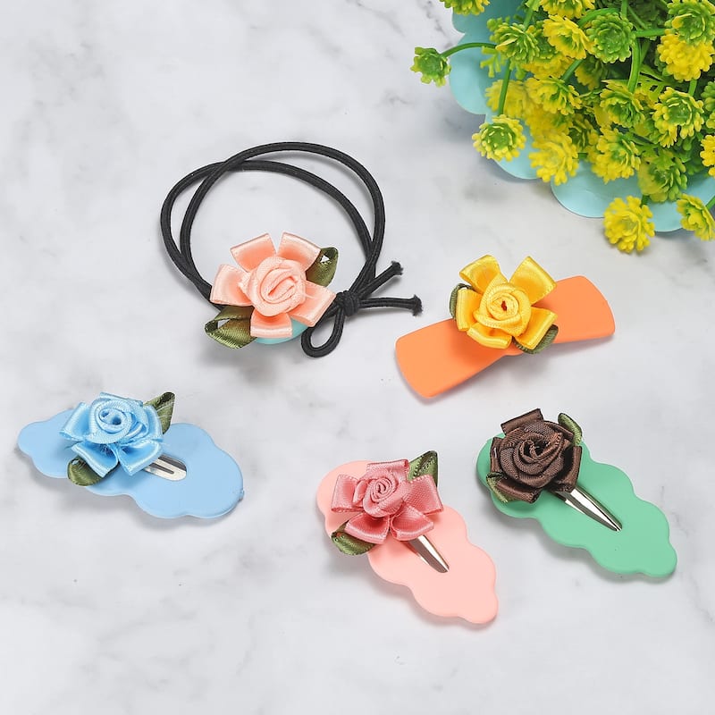 20Pcs Mini Satin Ribbon Roses Small Rosettes Fabric Flowers