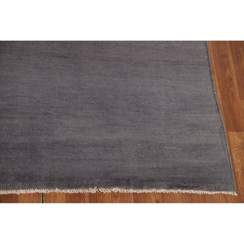 Modern Gray Blue Gabbeh Area Rug Handmade Wool Carpet - 6'7" x 9'8"