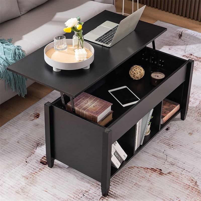 Lift Top Coffee Table with Hidden Compartment - 19.5"D x 40"W x 19.3"H