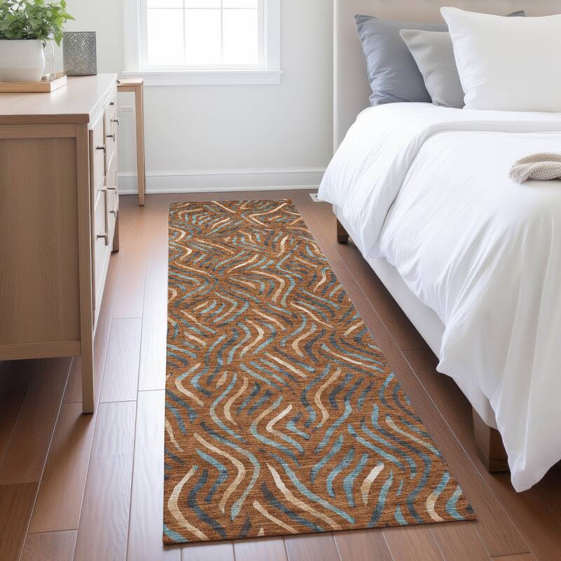 Machine Washable Indoor/ Outdoor Modern Jamie Chantille Rug