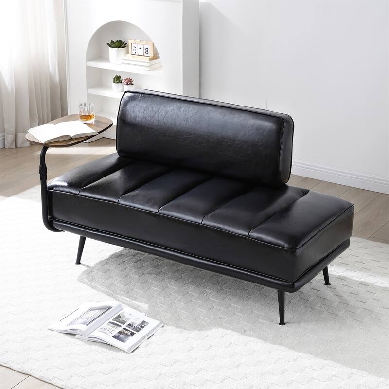 55"Inch Width Modern Upholstered Tufted Ottoman Bench - Black