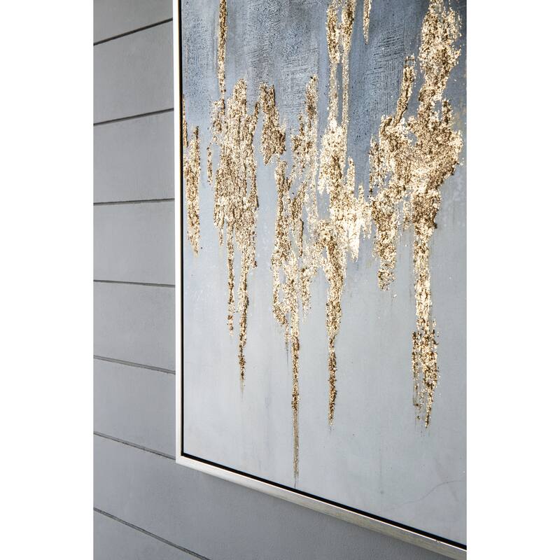 Modern Wall Decor Oil Painting with Gold Accents, Square Framed Wall Art, for Living Room, Dining Room and Office