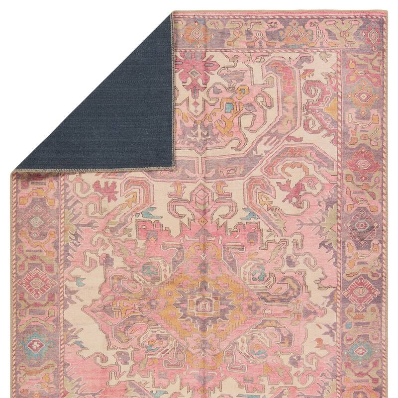 Elanor Machine Washable Medallion Pink/Purple Rug