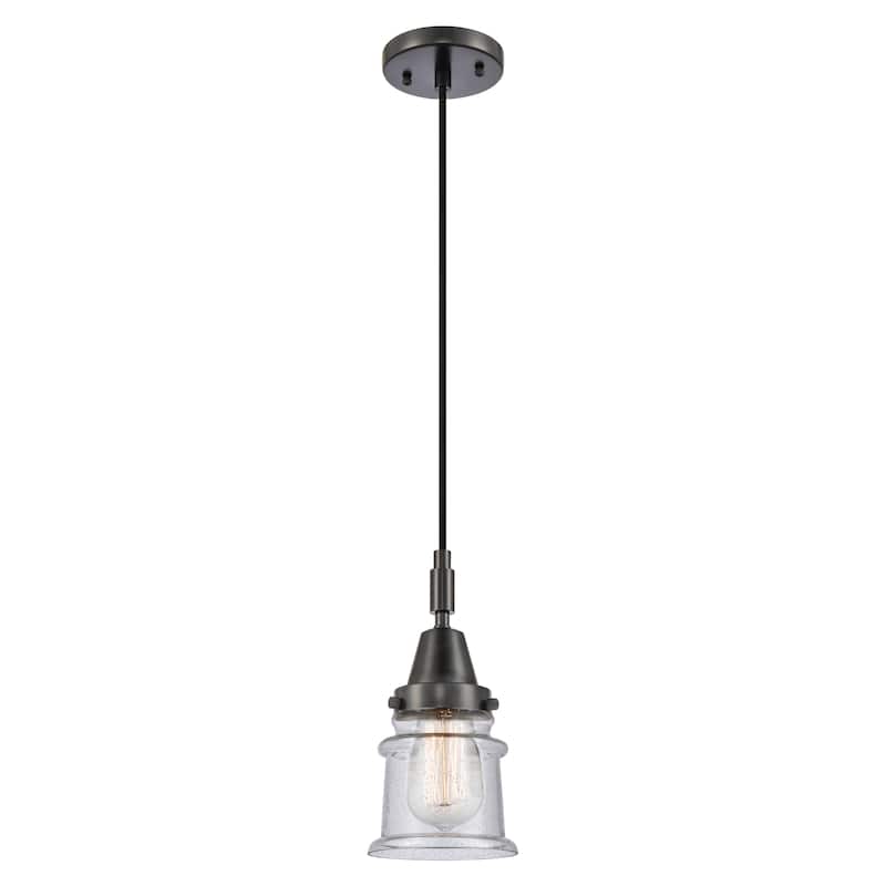 Innovations Lighting Downtown Urban - Caden Canton - 1 Light 5" Cord Hung Mini Pendant - Seedy Shade/Matte Black