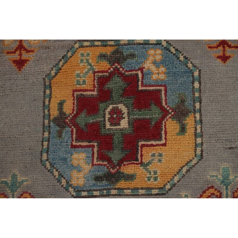 All-Over Geometric Kazak Oriental Area Rug Wool Carpet - 8'5" x 11'9"