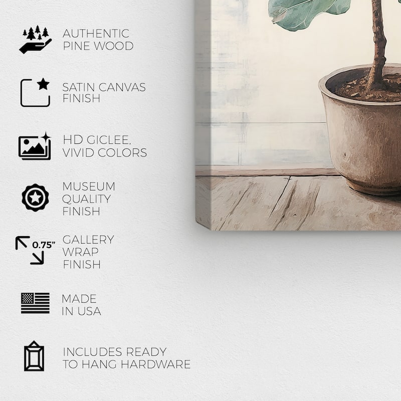 Wynwood Studio Canvas Floral and Botanical Plant in my Office Green and Modern & Contemporary Wall Art Canvas Print
