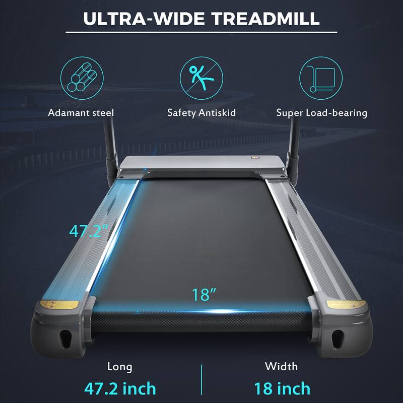 Foldable Treadmill, Compact Electric Space Saver Folding Treadmill, Running 0.8-14KM/h Speed 330LBS Weight Capacity