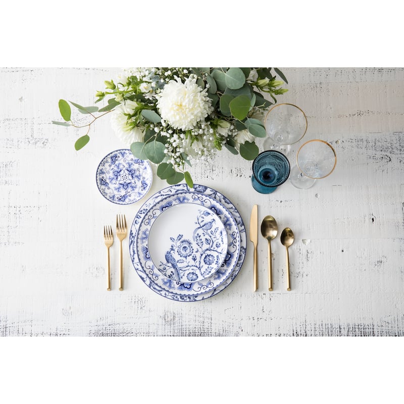 Fortessa Capri 18/10 Stainless Steel, 5PC Flatware Set (Service for 1), Silver - 5 Piece Set - Brushed Gold - Service for 1