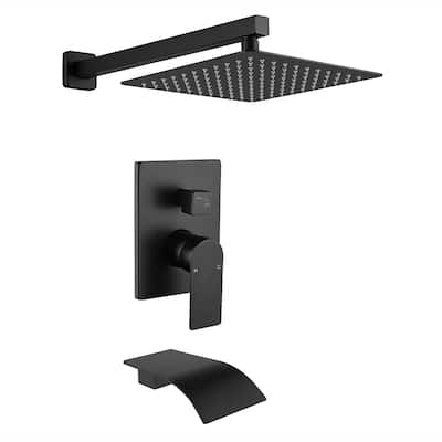 Tub Shower Faucet With Rough-in Valve Wall Mounted Shower System With Tub Spout Modern 10 Inch Rainfall Shower Head Kit Trim Set