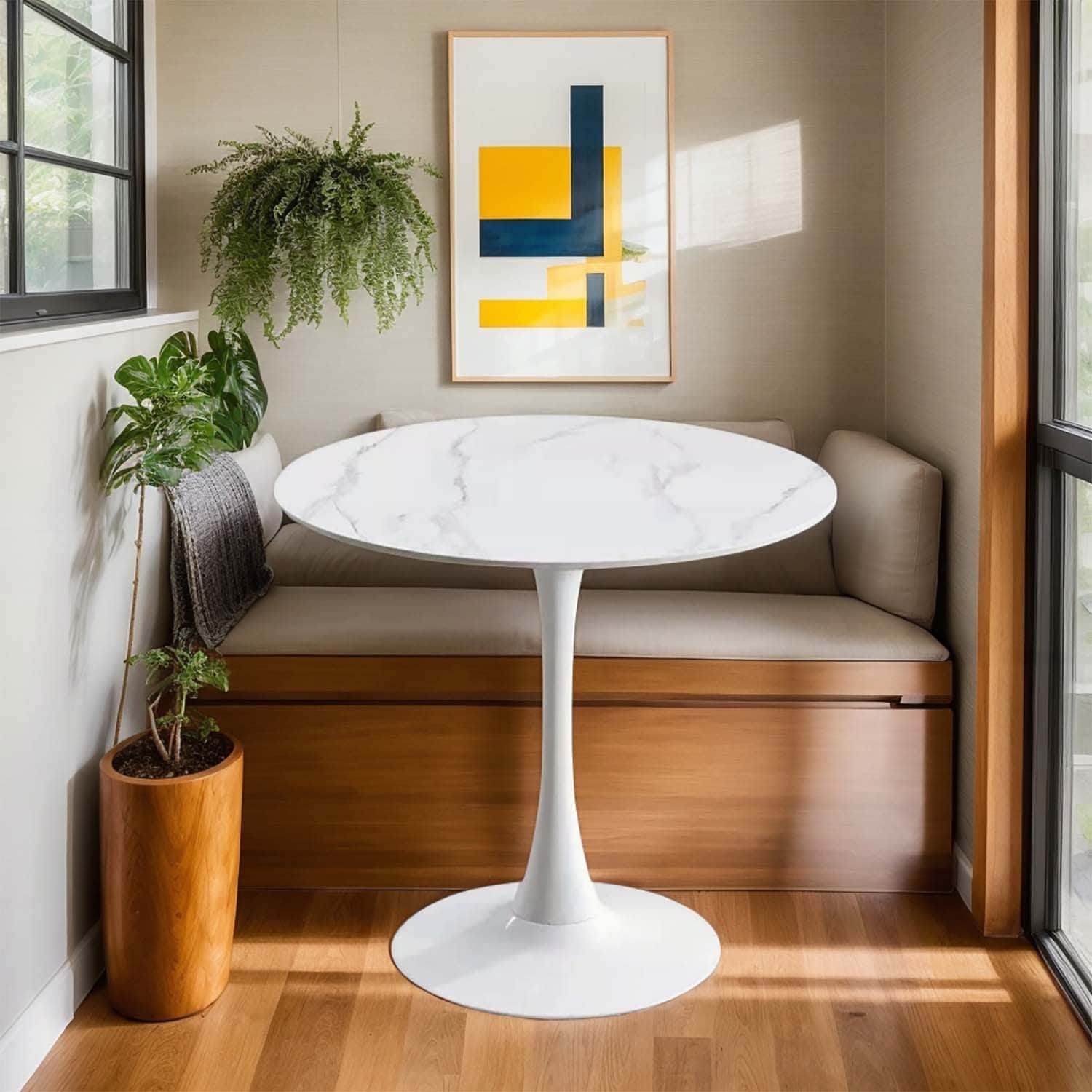 Modern Round Dining Table,Ideal for Compact Spaces and Stylish Interiors