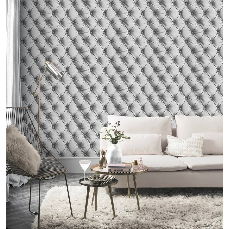 Arthouse Ella Silver Tufted Wallpaper