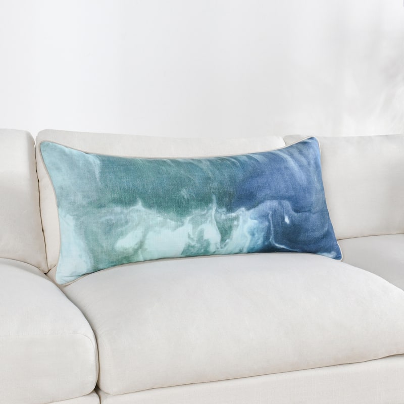 Villa by Classic Home Mantra 16"x36" Blue Cotton Throw Pillow