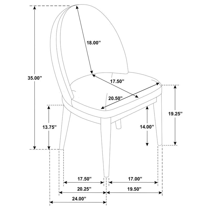 Solano Upholstered Dining Side Chair Beige (Set of 2) - 20.5" x 24" x 35.25"