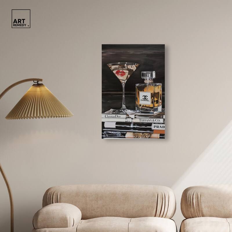Martini Books Canvas by Art Remedy, Gallery Wrapped