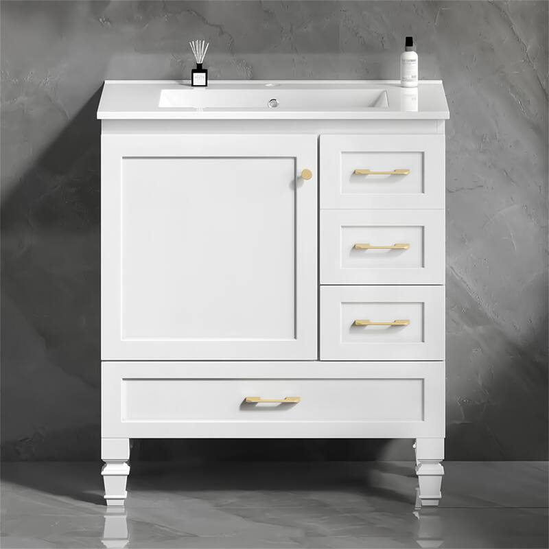 30" Bathroom Vanity with 1 Soft Close Doors and 3 Drawers