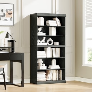 67" Solid Wood 6-Shelf Bookcase Storage
