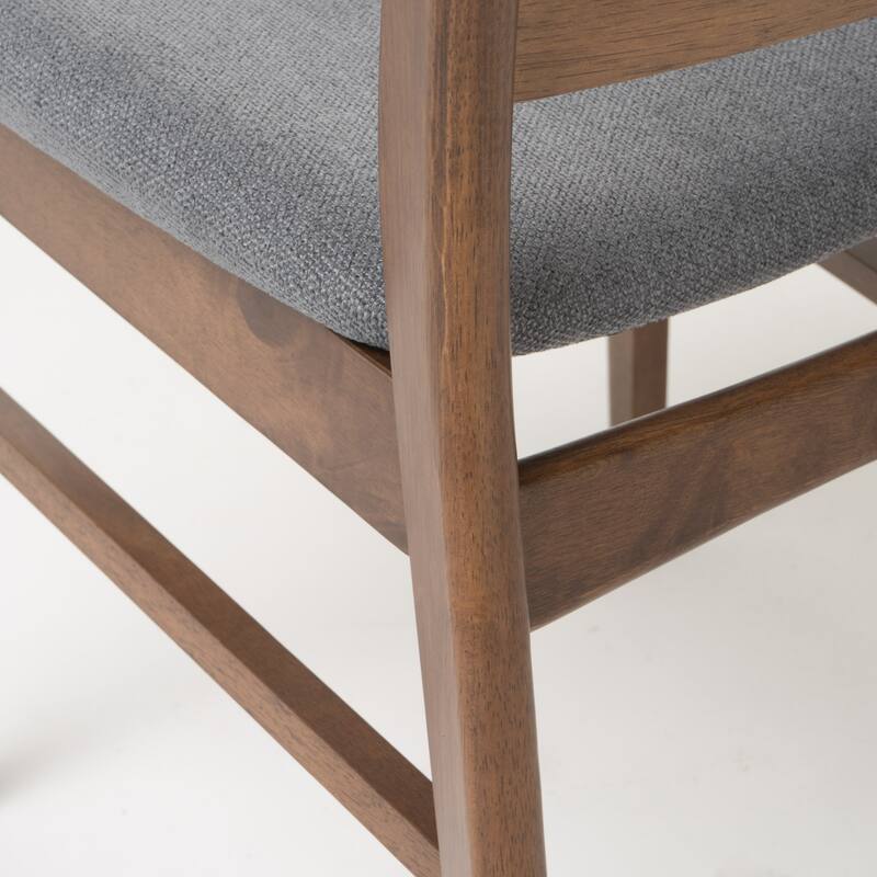 Abrielle Mid-Century Modern Upholstered Rubberwood Dining Chair (Set of 2) by Christopher Knight Home