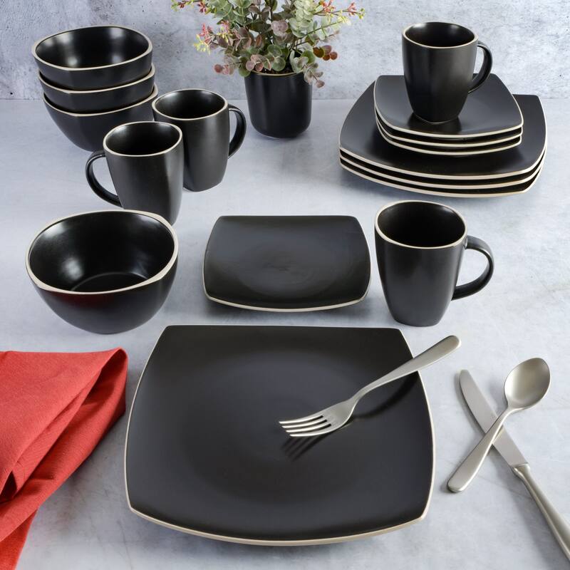 Gibson Soho Lounge Square 16pc Dinnerware Set - Matte Finish