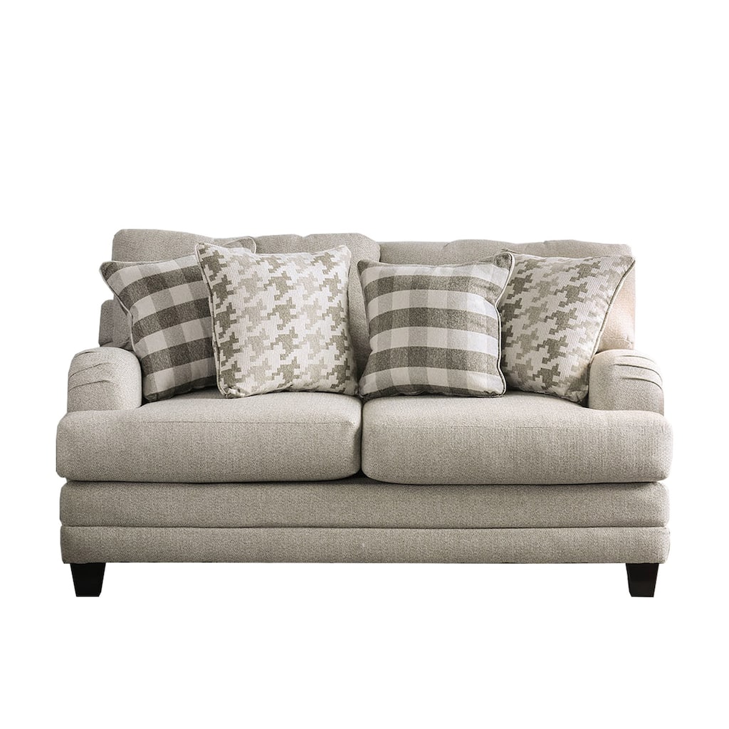 Linen-Like Fabric Love Seat in Light Gray
