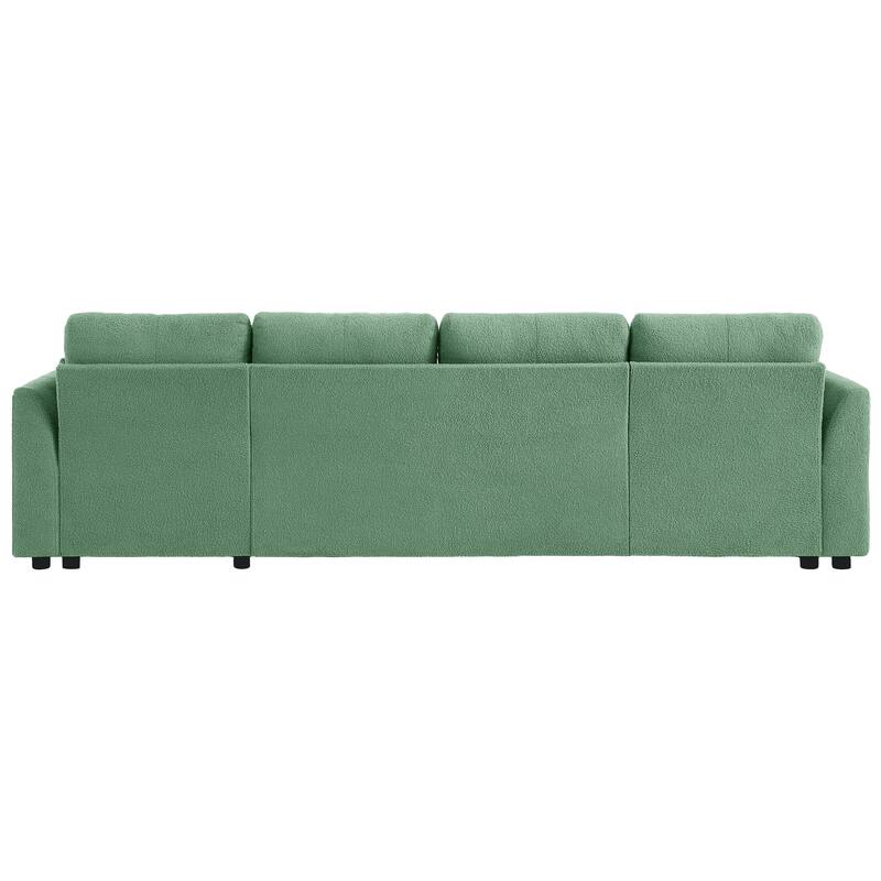 107" U-Shaped Sleeper Sectional Sofa with Storage & USB Ports - Modern Convertible Sofa Bed for Living Room