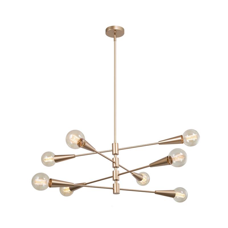 Sputnik Chandelier 8-light Adjustable Arms 31'' Ceiling Light Dimmable - Vintage Gold - D31" x H 76''