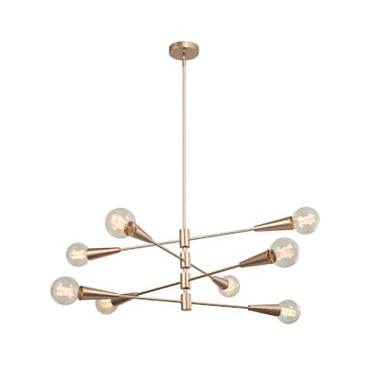 Sputnik Chandelier 8-light Adjustable Arms 31'' Ceiling Light Dimmable - Vintage Gold - D31" x H 76''