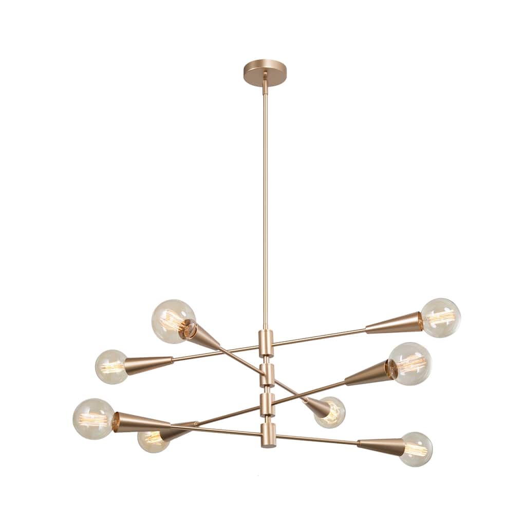 Sputnik Chandelier 8-light Adjustable Arms 31'' Ceiling Light Dimmable - Vintage Gold - D31" x H 76''