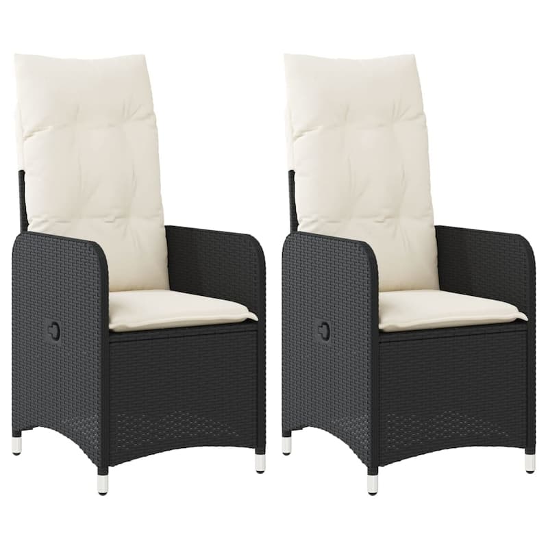 vidaXL Reclining Patio Chair with Cushions Outdoor Seat Furniture Poly Rattan