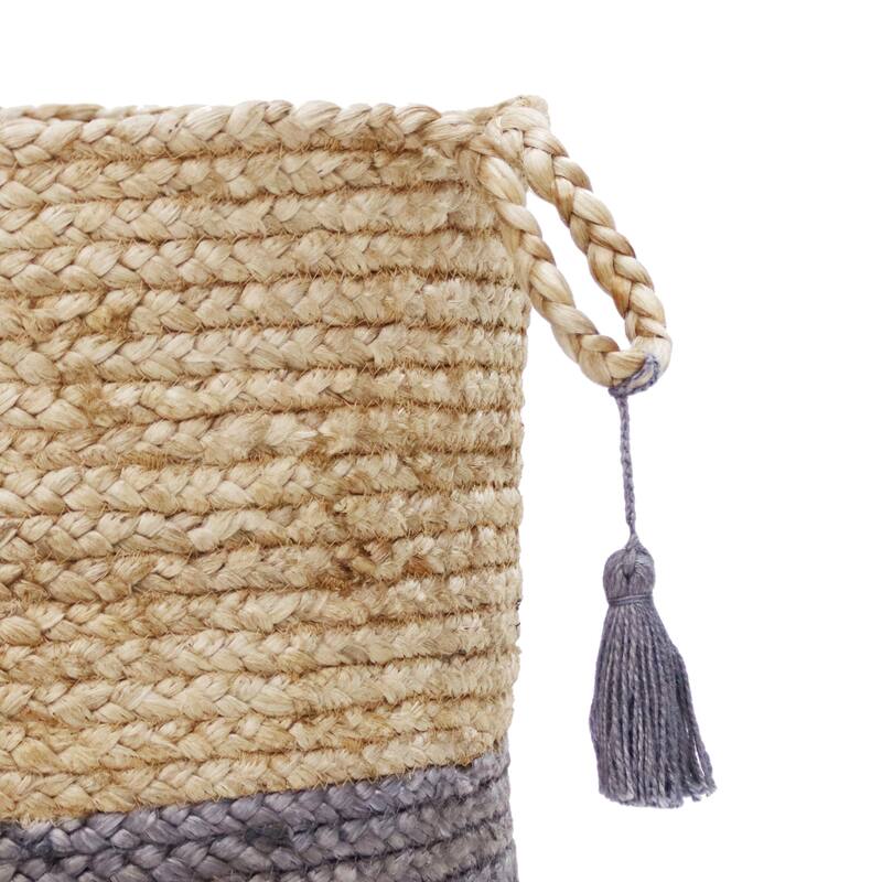 Sevita Two-Tone Handbraided Jute Storage Basket with Handles