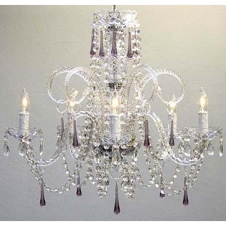 Amethyst Purple Crystal Chandelier H25 x W24 - Chandeliers For Bedrooms by Overstock.com