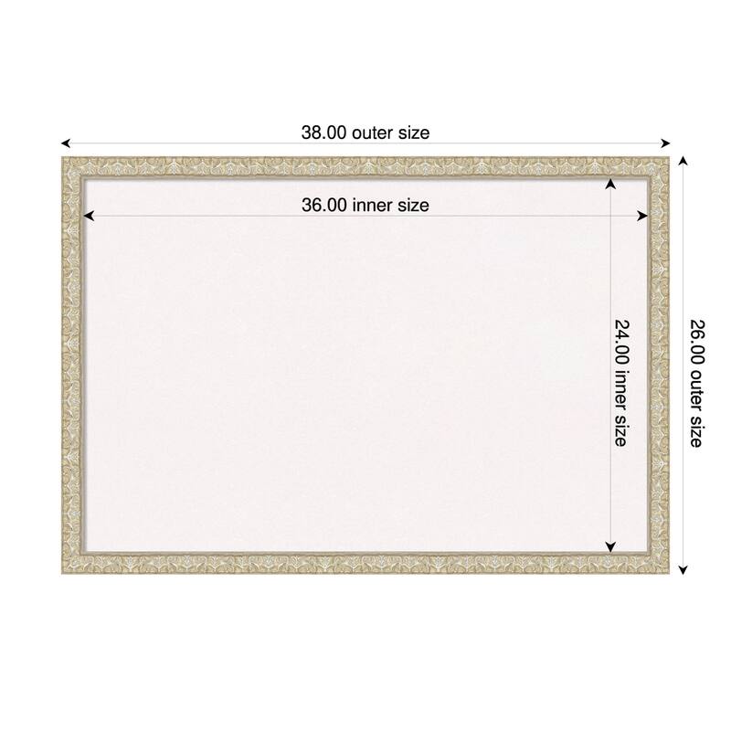 Lila Silver Wood Framed Cork Board - Bulletin Board, Organization Board, Pin Board - White - 38 x 26 in