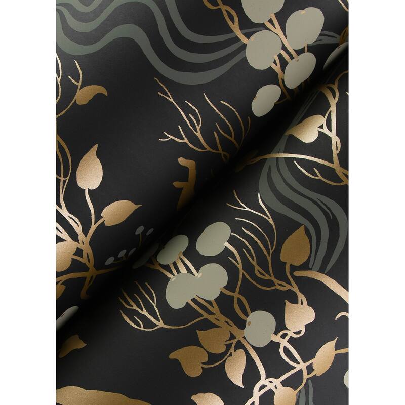 A-Street Prints Linden Black Jungle Canopy Wallpaper