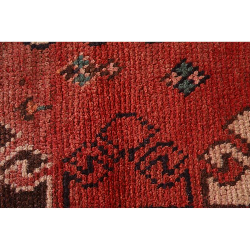 Hand Knotted Oriental 100% Wool Carpet Traditional Tribal Red Qashqai Area Rug - 9' 4'' X 4' 10''