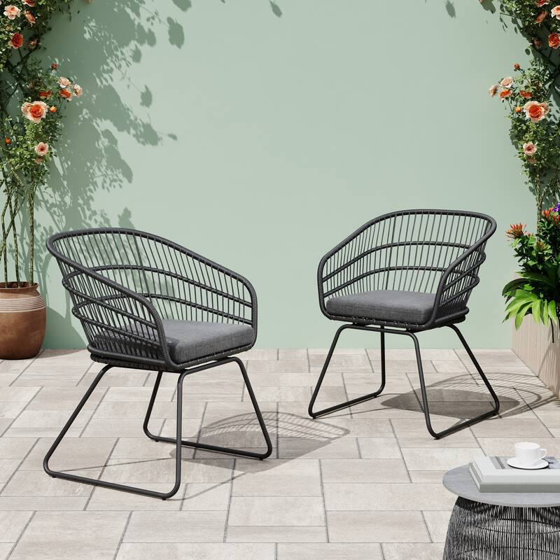 Outdoor Chair Set of 2 with Water-Resistant Cushions