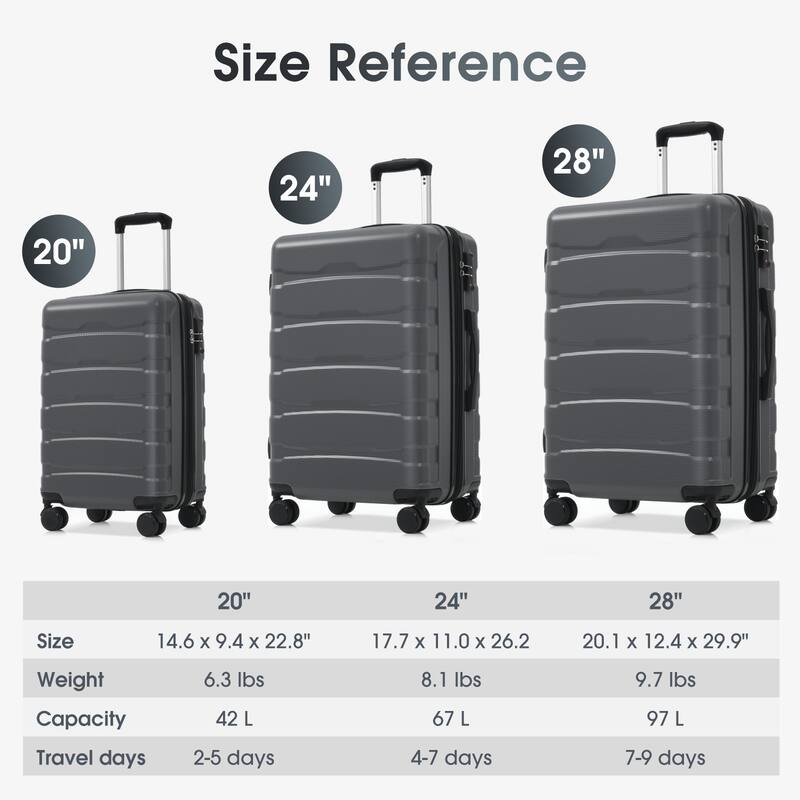 28 Inch Hardshell ABS Checked Luggage, Durable Expandable Travel Suitcase with Spinner Wheels, TSA Lock