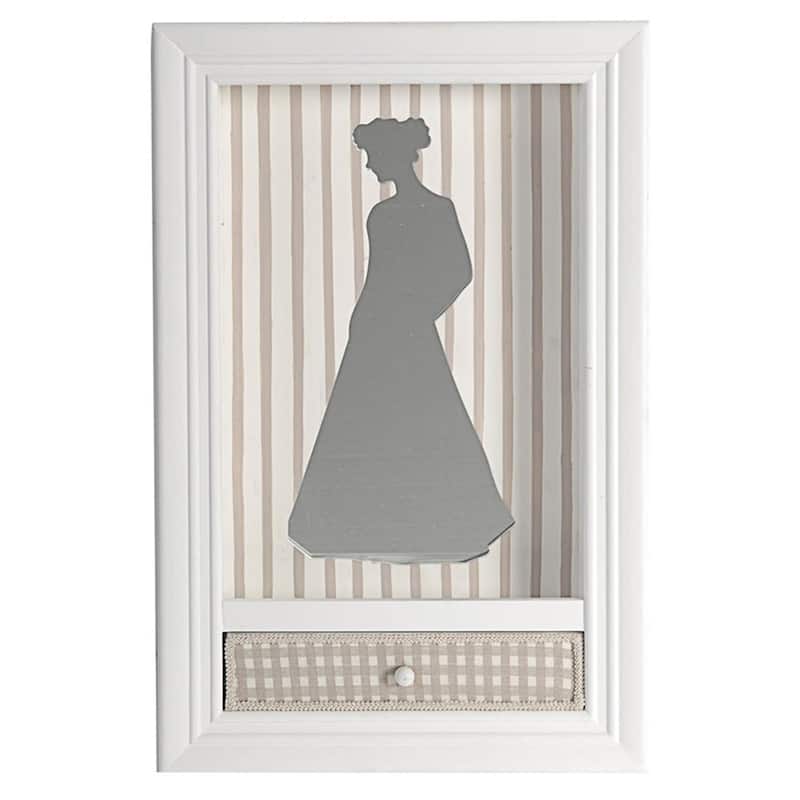 HomeRoots 12" White Wood And Glass Woman Silhouette Shadowbox Wall Decor