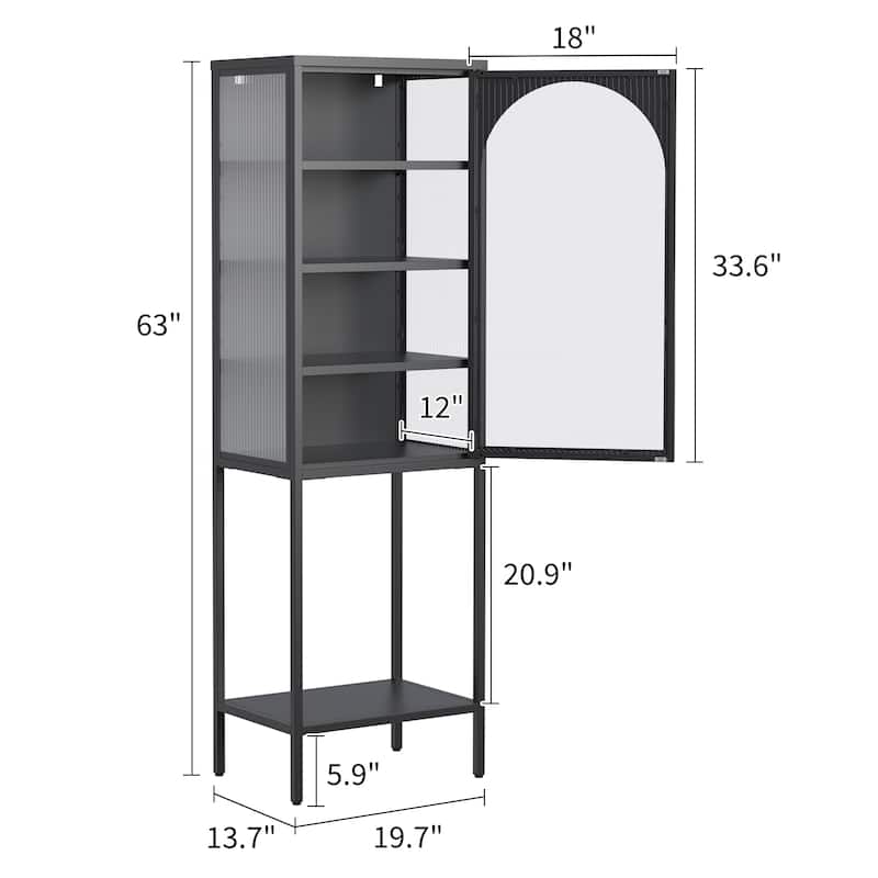 Metal Glass Door Display Storage Cabinet