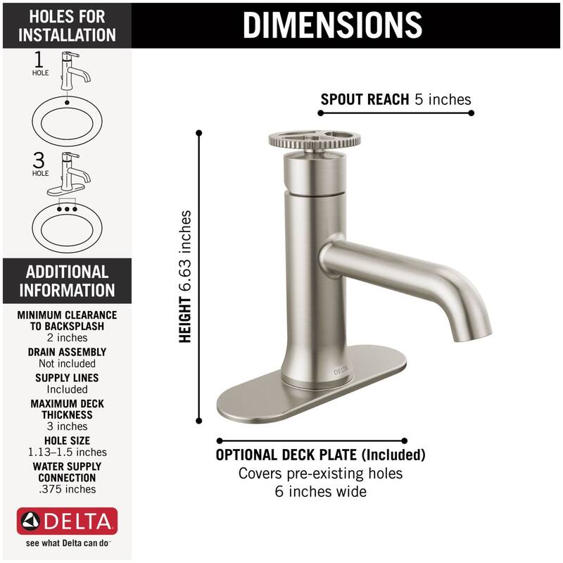 Delta 558-LPU-DST Trinsic 1.2 GPM Single Hole Bathroom Faucet Less
