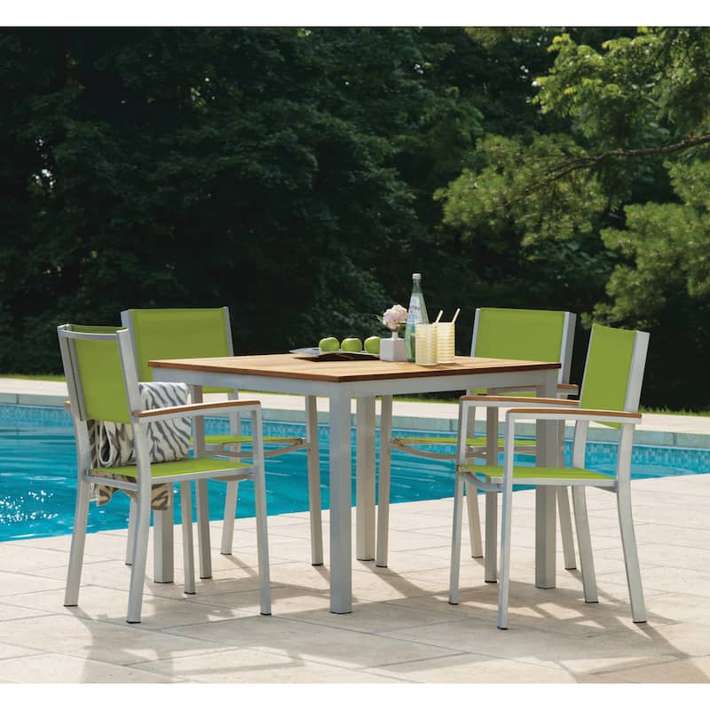 Oxford Garden Travira 5 Piece 39 inch Natural Tekwood Dining Set - Green