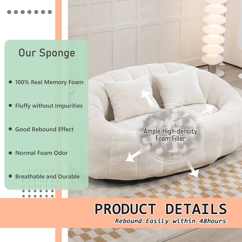 HOMEFUN Chenille Upholstered Durable Comfort Lounger High Back Bean Bag Loveseat Sofa