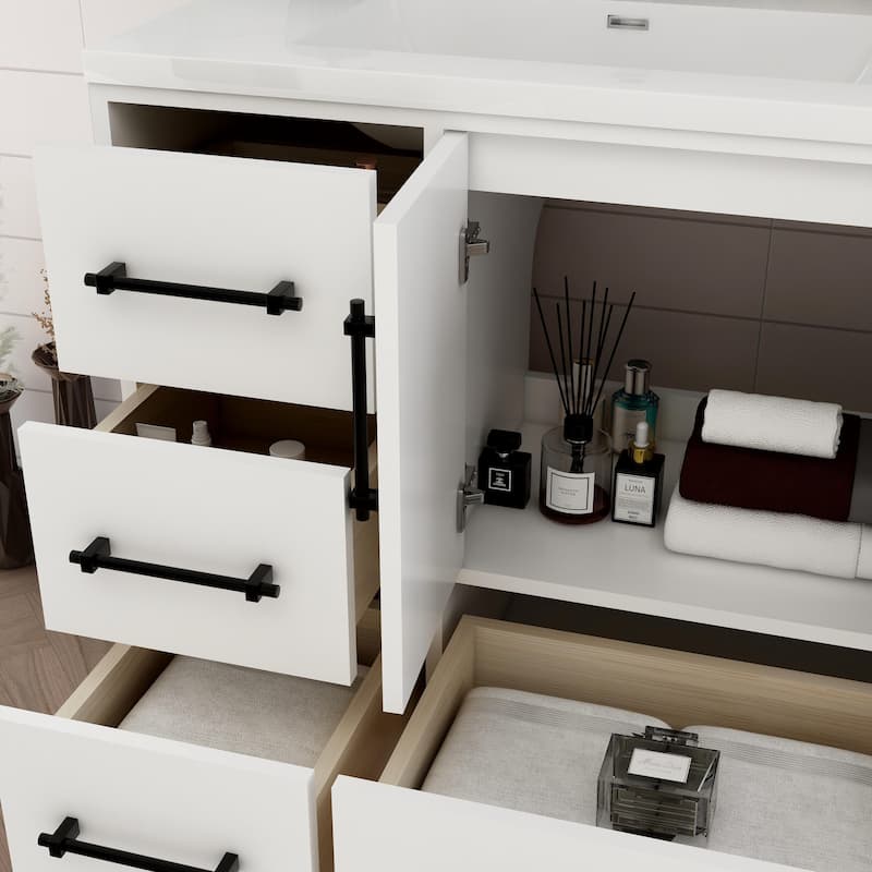 Victoria 36'' L Drawer Freestanding Vanity with Acrylic Sink - 35.5