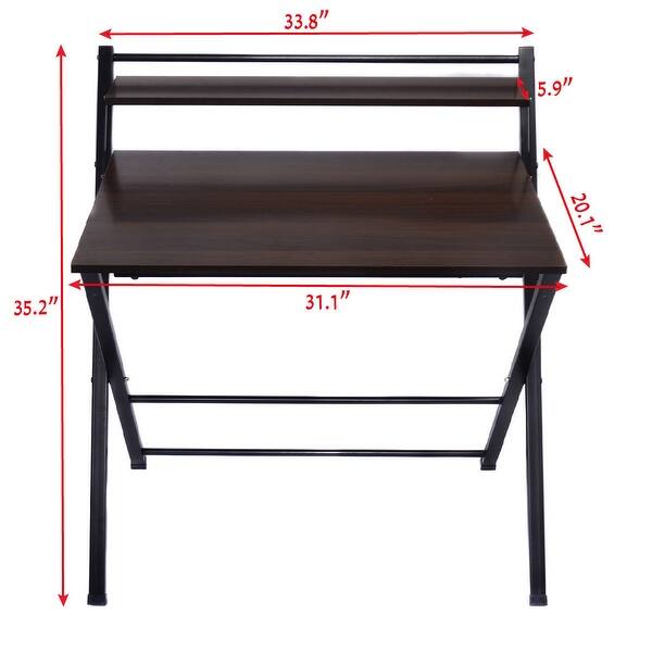 Shop Costway Folding 2 Tier Computer Desk Workstation Table