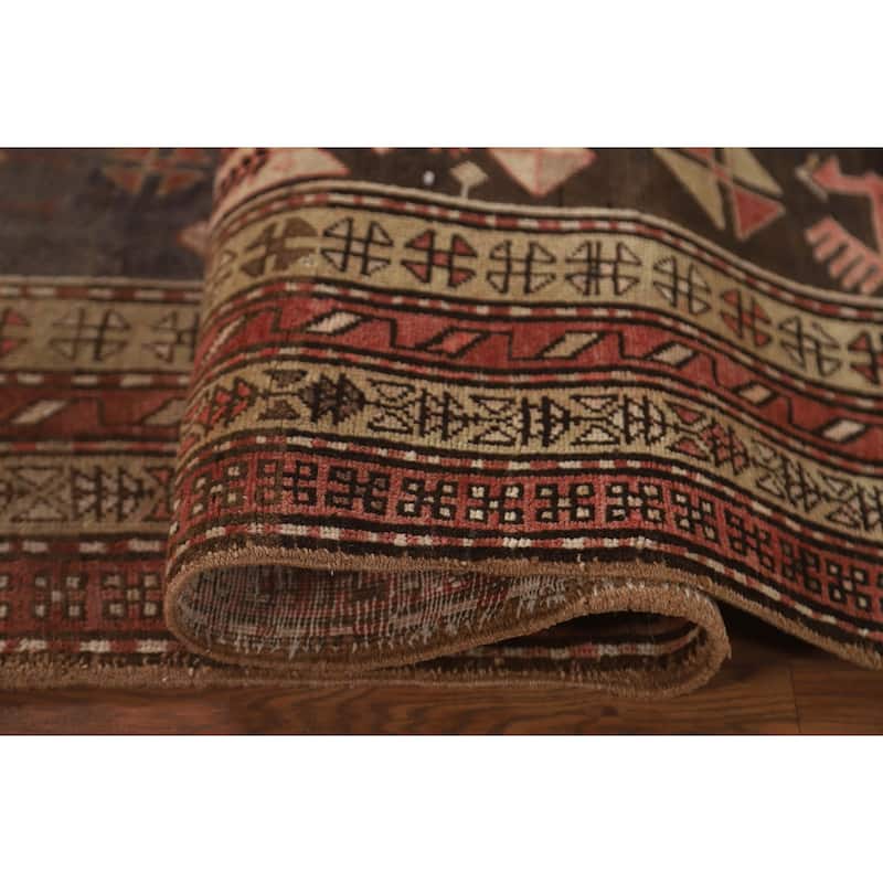 Meshkin Persian Vintage Runner Rug Handmade Wool Carpet - 4'3" x 9'5"