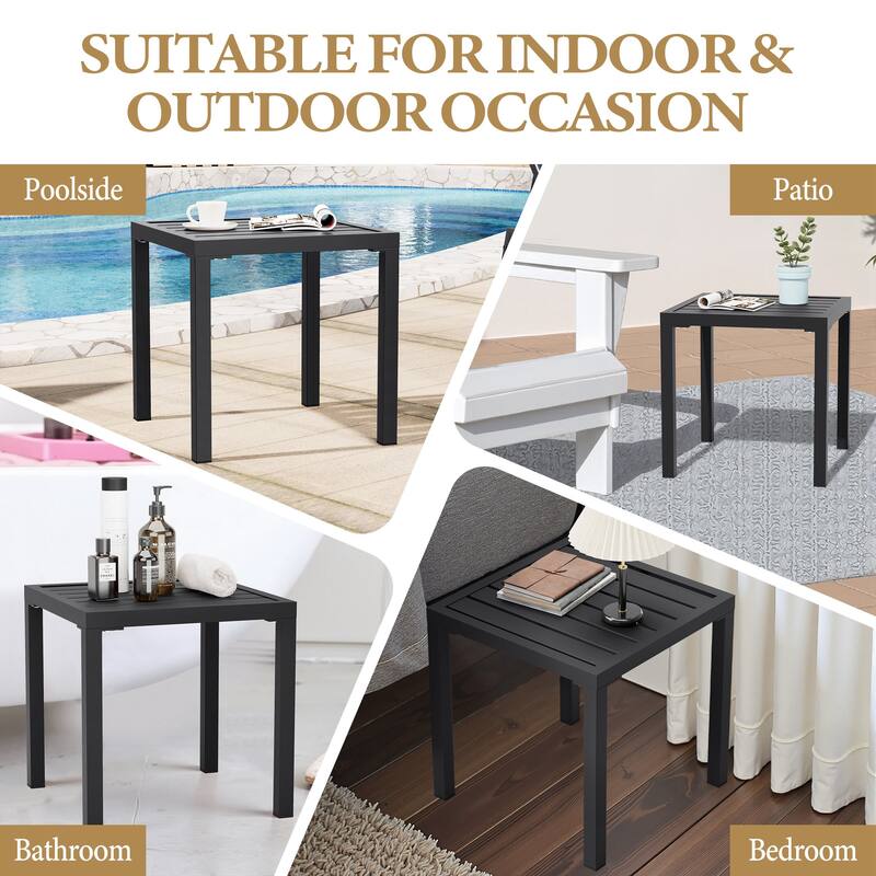 Outdoor Side Table Square Patio End Table
