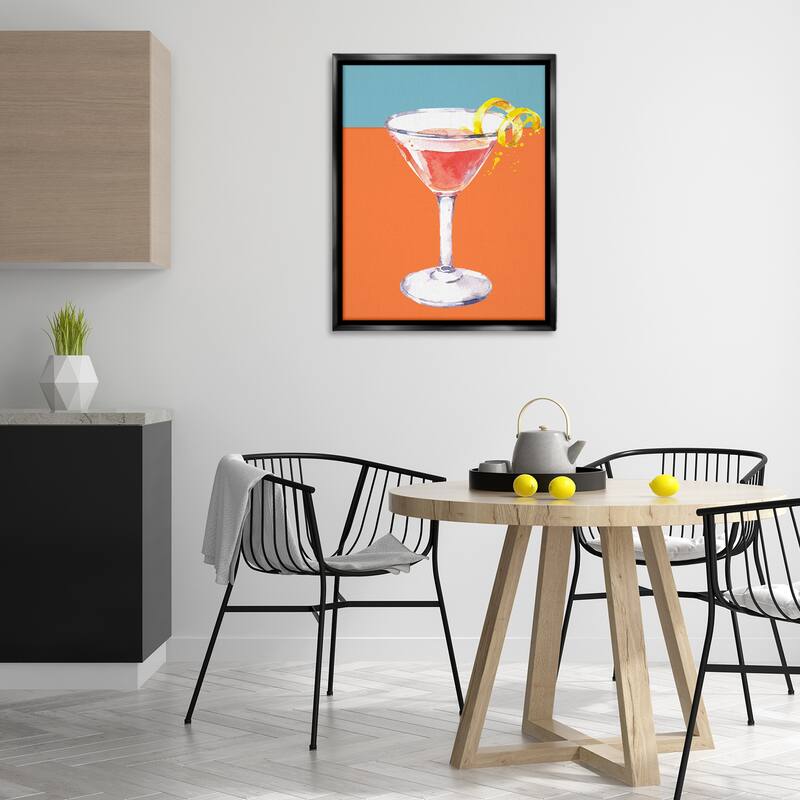 Stupell Cocktail on Blocked Hues Framed Floater Canvas Wall Art Design By Susan Jill