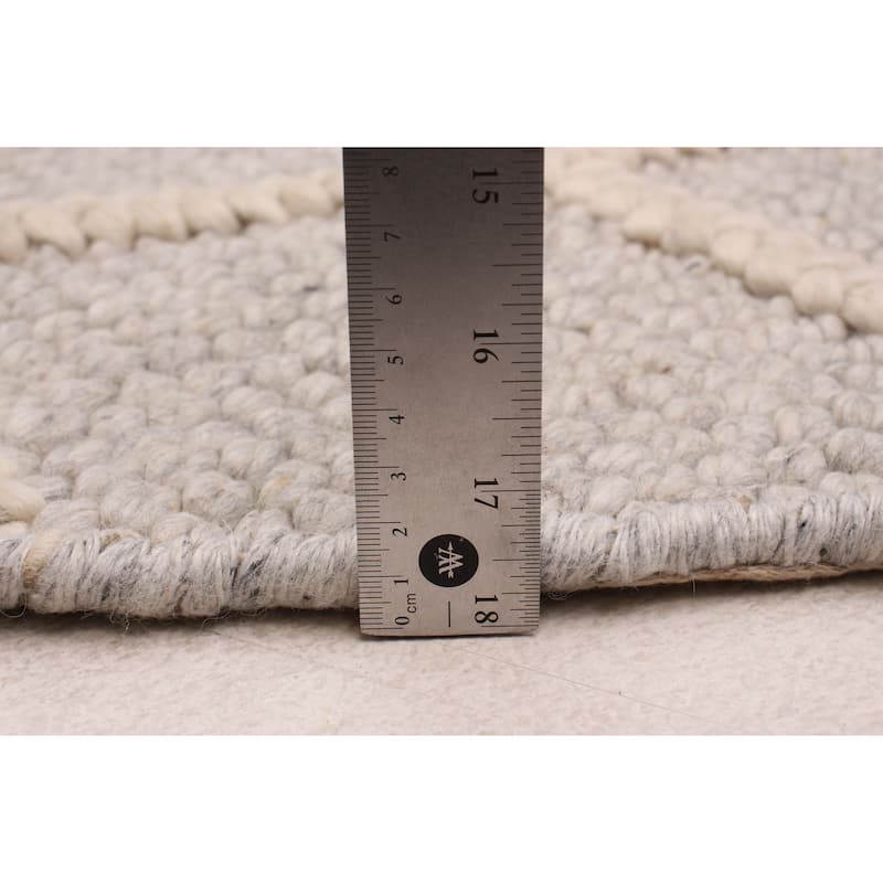 ECARPETGALLERY Braid weave Sienna Grey Wool Rug - 4'0 x 4'0